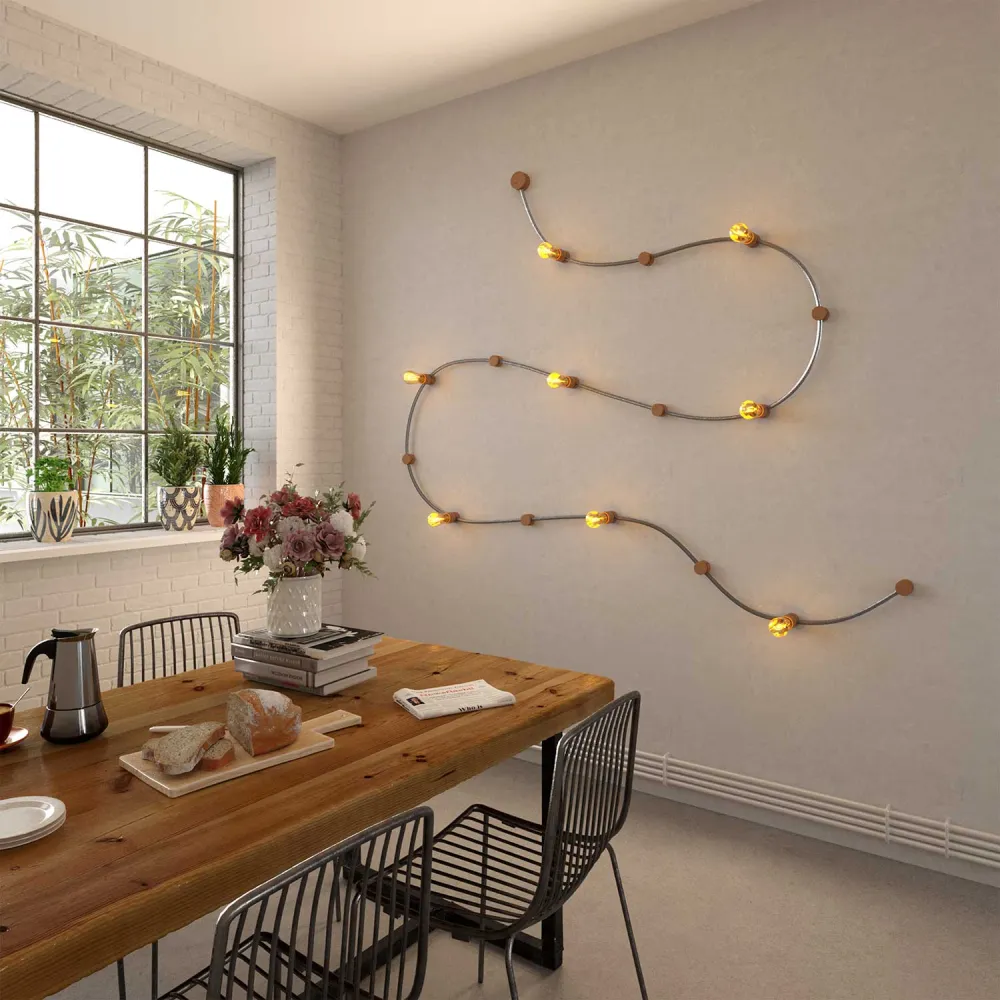 Textilkabel für Lichterkette mit Stoffummantelung Dunkelgrün CM21