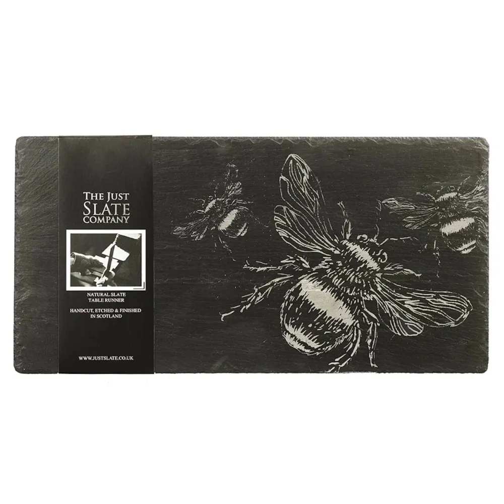 Tischläufer Bienen - Graviert - 50x25 - Schiefer - Just Slate Company Schottland