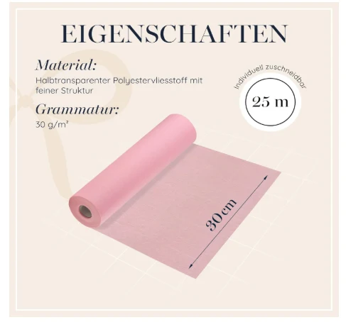 Tischläufer Rosa 30cm x 25m | 100% Mosel