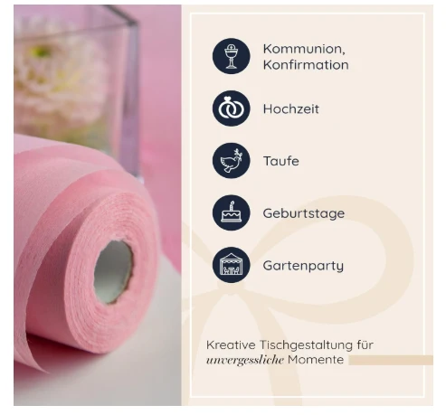 Tischläufer Rosa 30cm x 25m | 100% Mosel