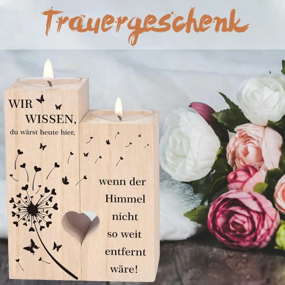 Trauergeschenk Memorial-Kerzenständer Grabkerzen Trauerlicht
