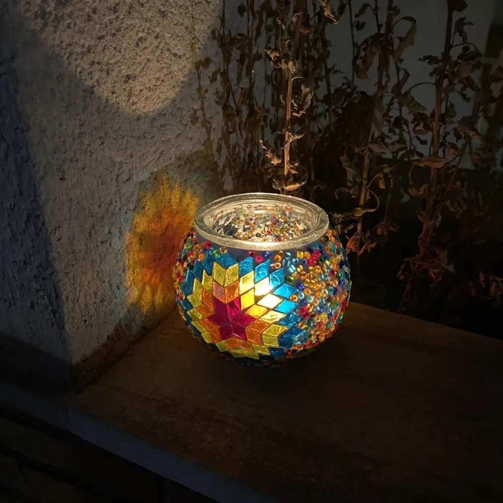 Türkischer Kerzenhalter aus Glas – mehrfarbiger Stern