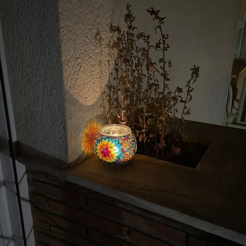 Türkischer Kerzenhalter aus Glas – mehrfarbiger Stern