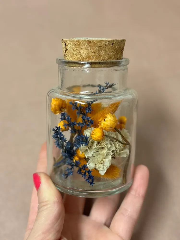 TROCKENBLUMEN FLASCHE | Orange, blue & beige