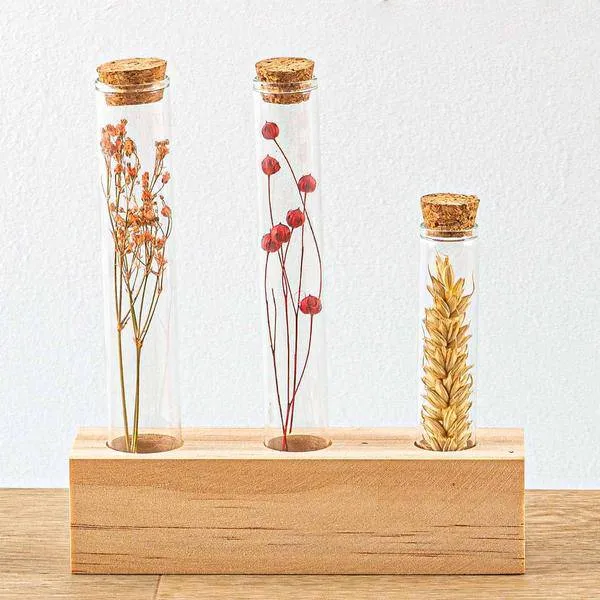 Trockenblumenständer aus Holz – Tube M – 15x4x17,5cm – Halter für Trockenblumen & Kräuterarrangements