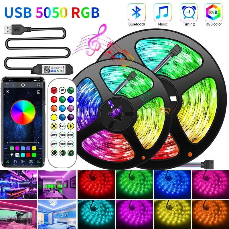 USB LED Stripe RGB Leiste Streifen 5050 SMD Band Leuchte 5m
