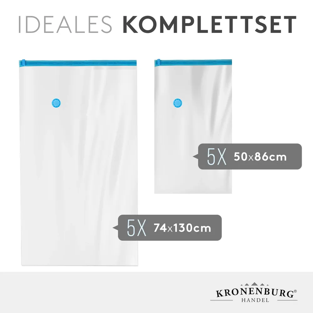Vakuumbeutel - 2 Größen - 10er Set - Aufbewahrungsbeutel für Bekleidung Bettwäsche und mehr