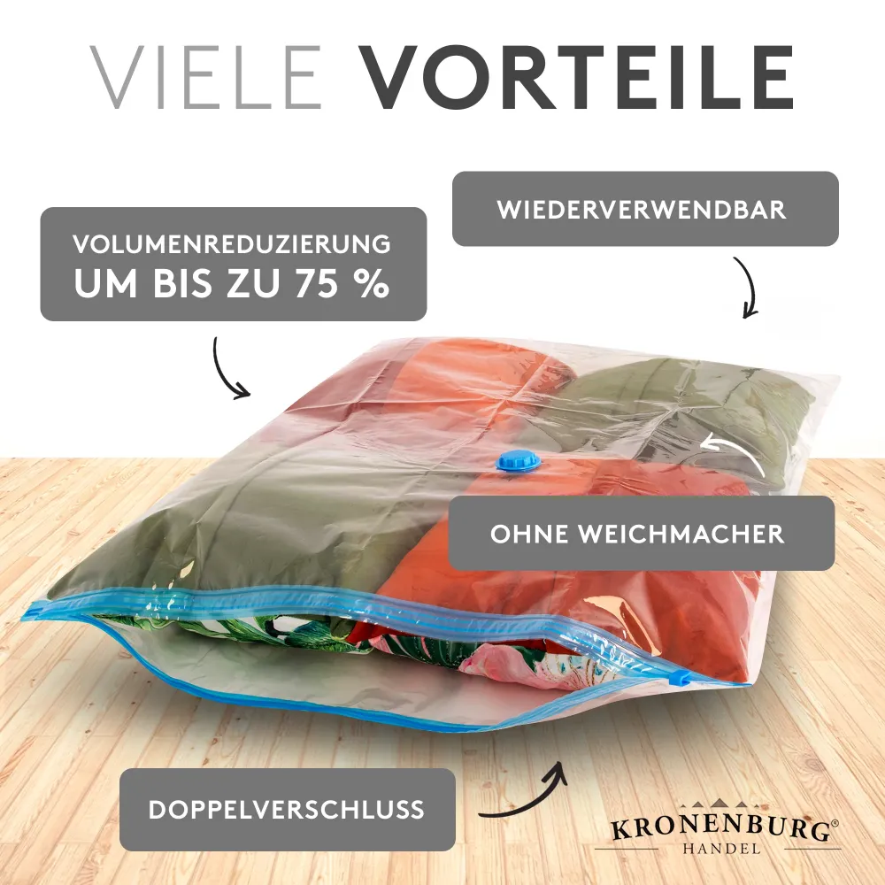 Vakuumbeutel - 2 Größen - 10er Set - Aufbewahrungsbeutel für Bekleidung Bettwäsche und mehr