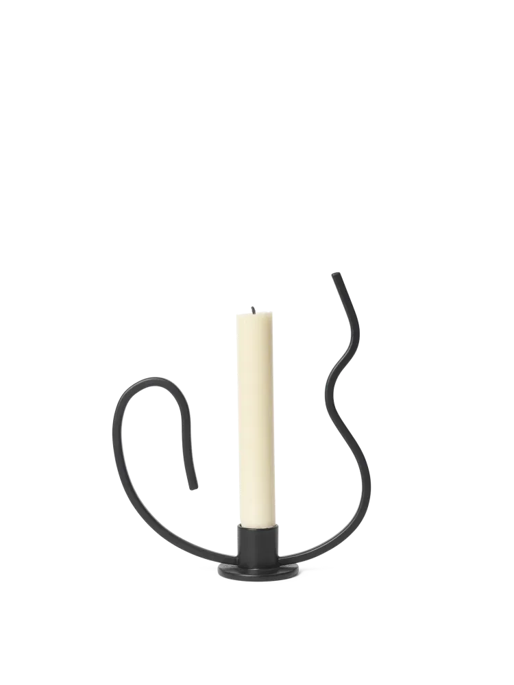 Valse Candle Holder - Low - Black