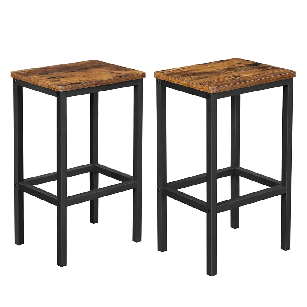 VASAGLE Set mit 2 Barhockern, hohen Esszimmerstühlen für Küche, Esszimmer, Wohnzimmer, Industriestil, Vintage-Braun und Sc...