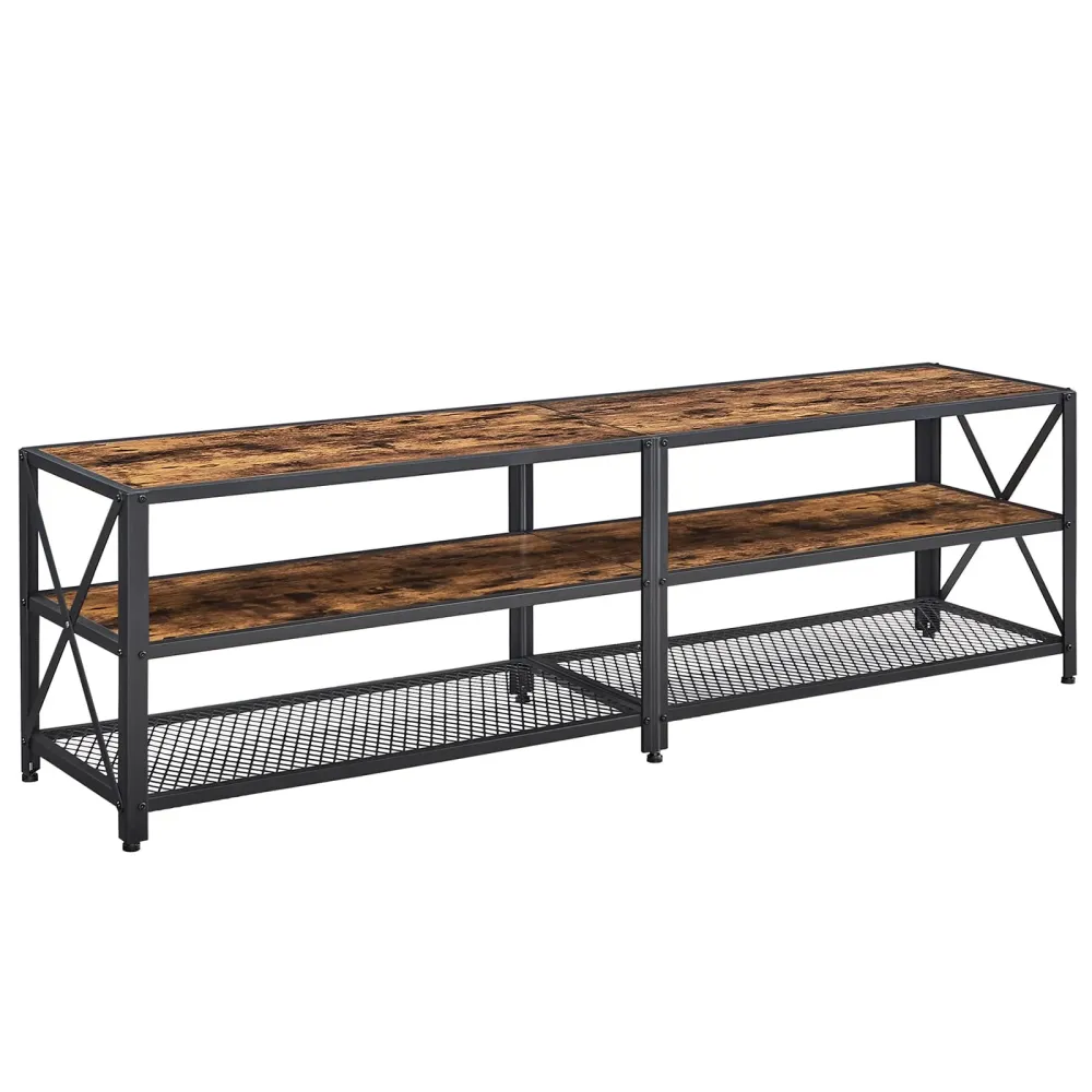 VASAGLE TV-Schrank, TV-Tisch, Lowboard für Fernseher bis 75 Zoll, TV-Schrank mit Regalen, Stahlrahmen, TV-Regal für Wohnzi...