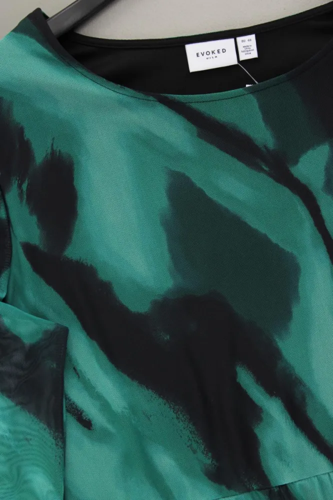Vila Evoked Landarmkleid Gr. 48 mit Batikmuster neuwertig Langarm grün