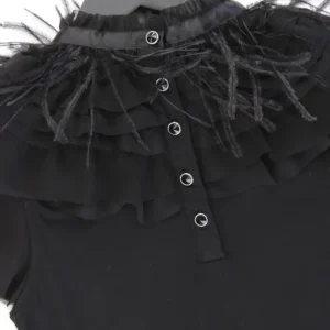 Vila Shirt mit Federkragen Gr. XS Kurzarm schwarz aus Viskose