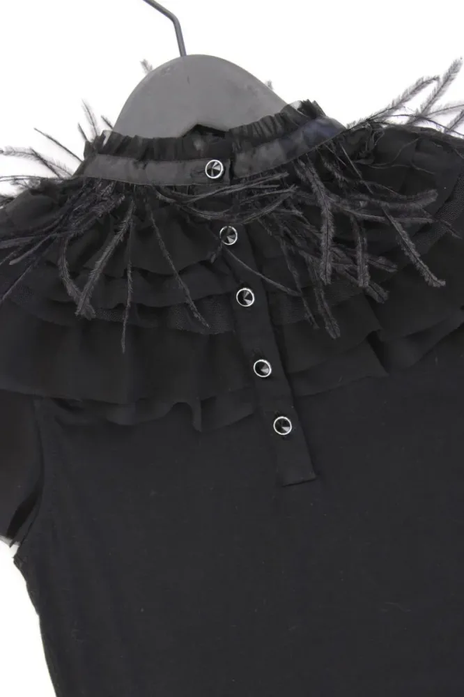 Vila Shirt mit Federkragen Gr. XS Kurzarm schwarz aus Viskose