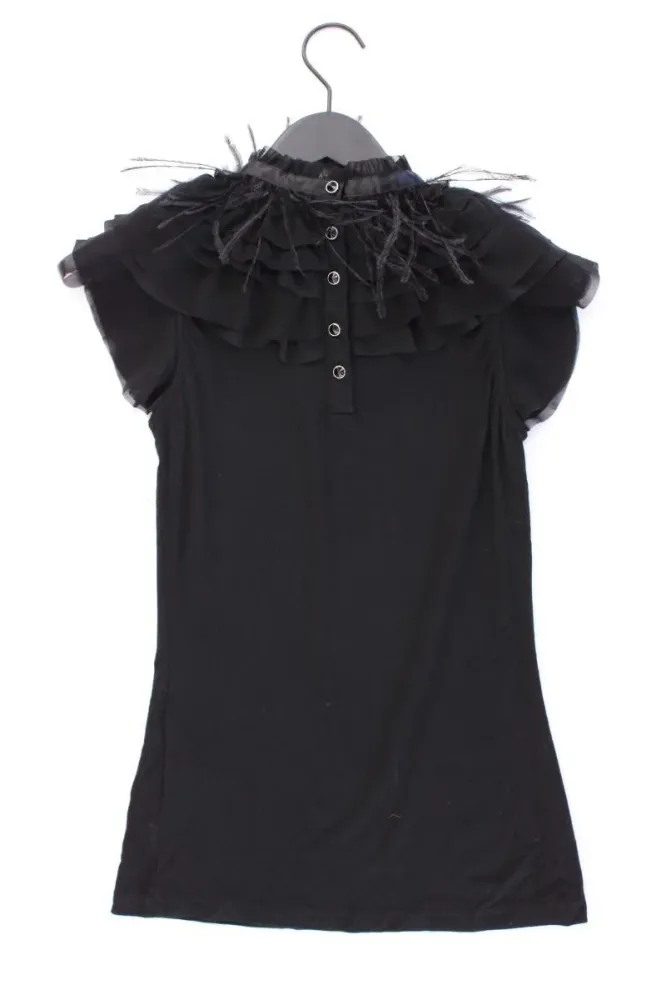 Vila Shirt mit Federkragen Gr. XS Kurzarm schwarz aus Viskose