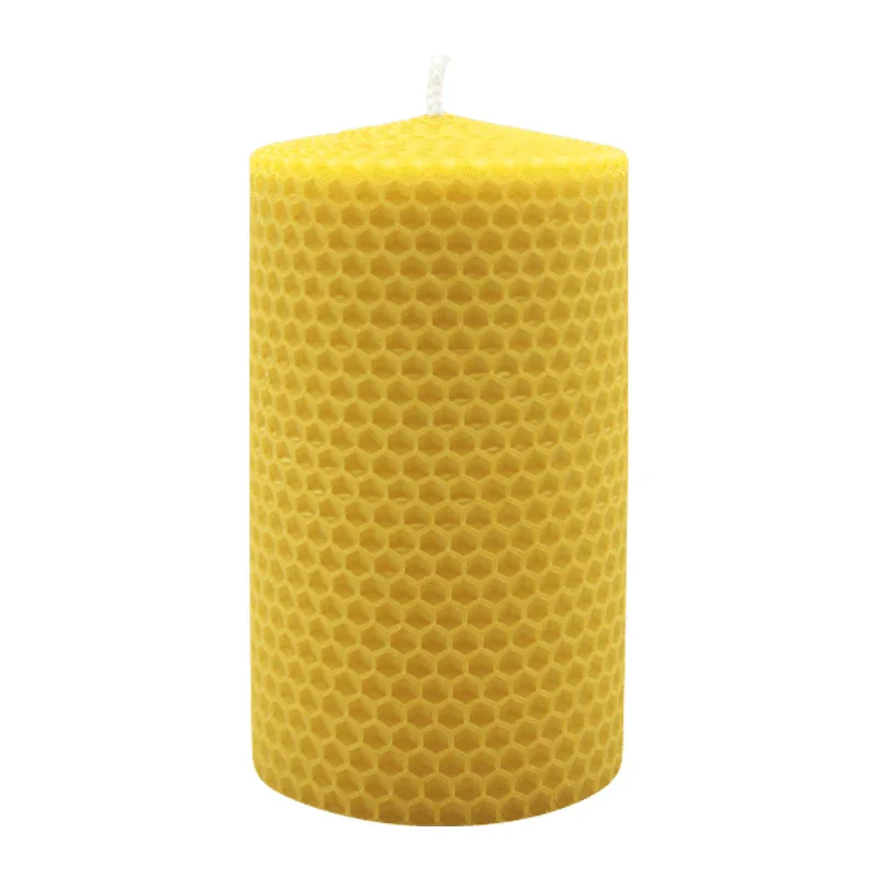 Waben-Stumpenkerze, 100% reines Bienenwachs, KERZENFARM HAHN, 125/75 mm, Brenndauer ca. 24h