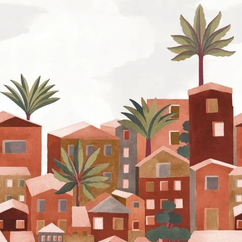 Wandbild mit Stadtlandschaft der VILA VIELA INT - TERRACOTTA Terakota