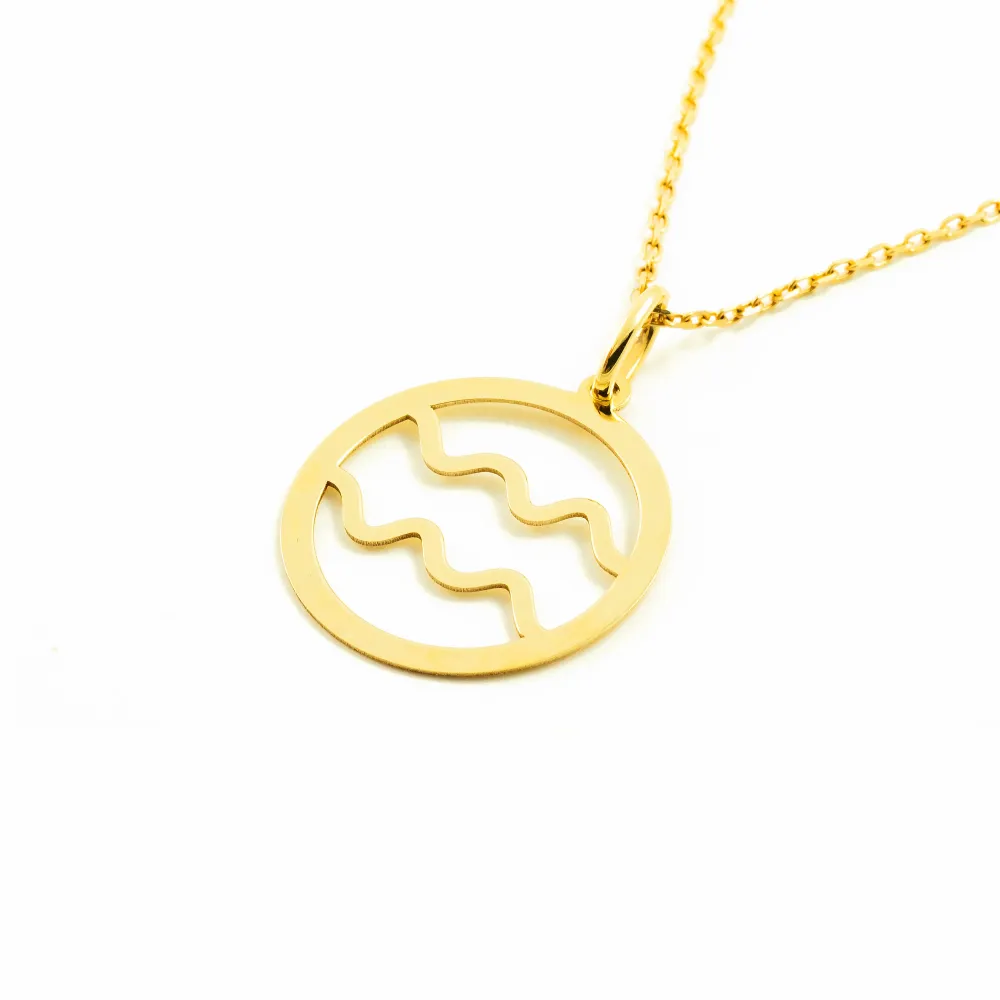 Wassermann Horoskop glänzender Anhänger Gelbgold 9K