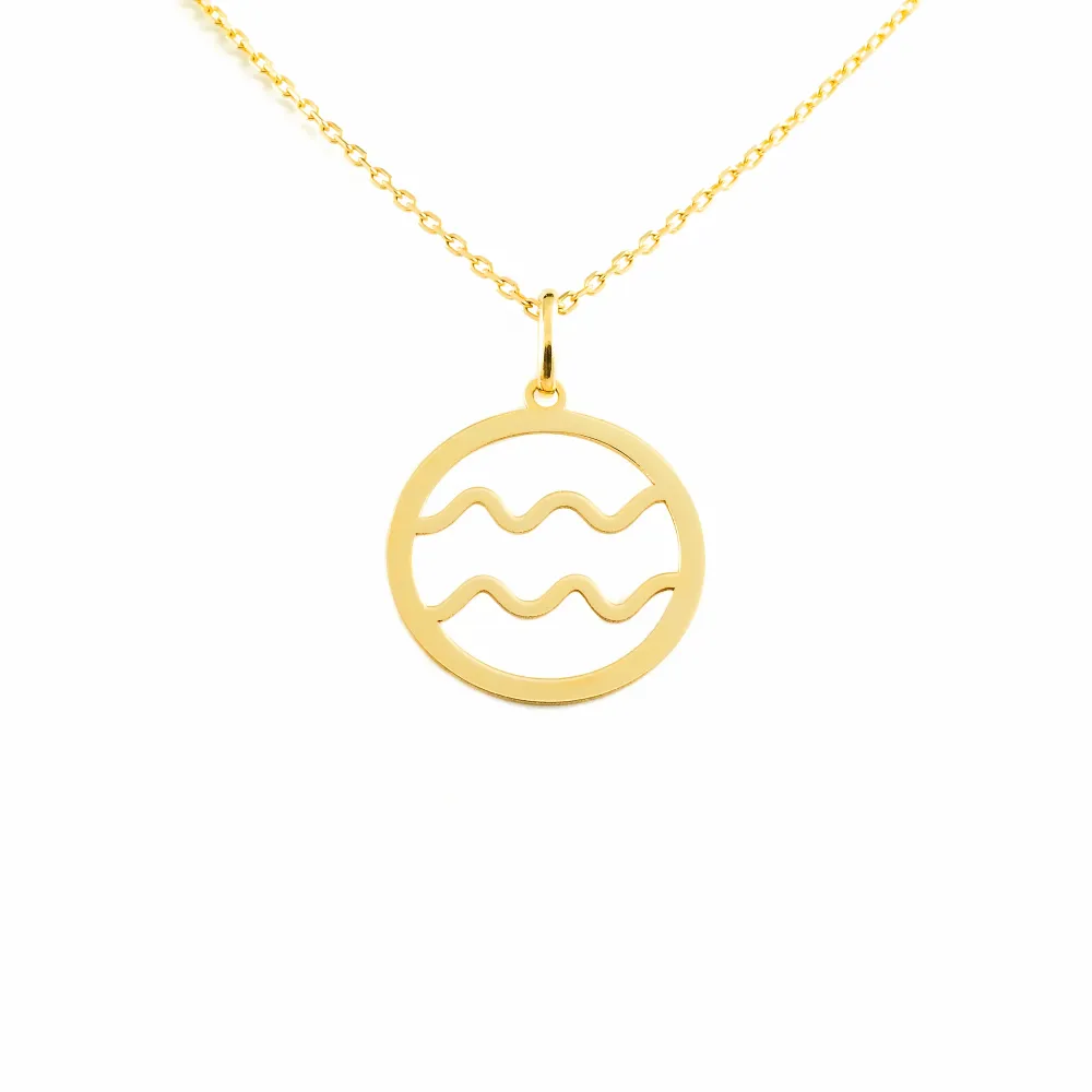 Wassermann Horoskop glänzender Anhänger Gelbgold 9K