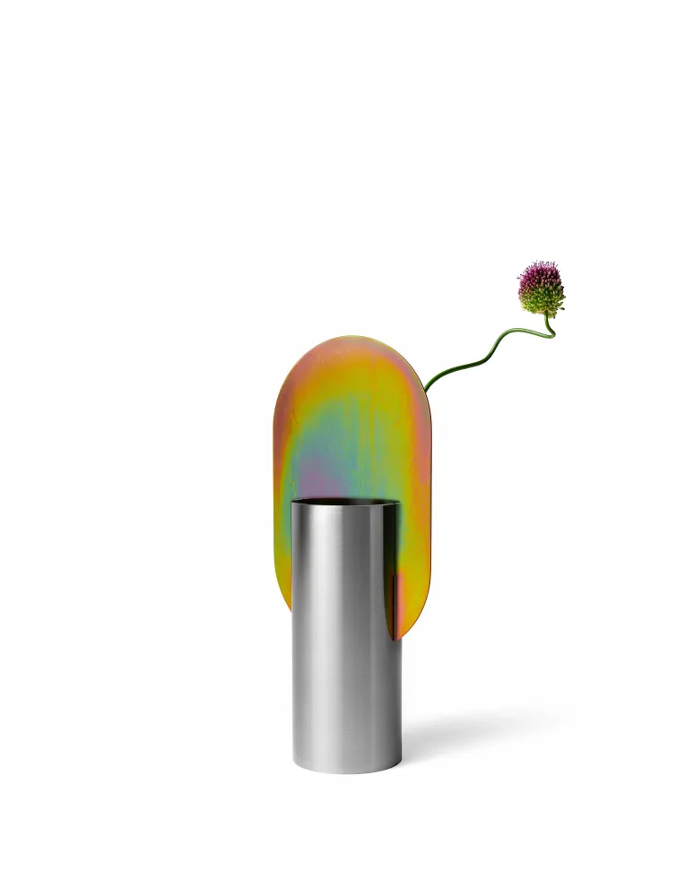 Wazon GENKE - NUMMERIERTE EDITION aus rostfreiem Stahl mit regenbogenfarbenem Zink