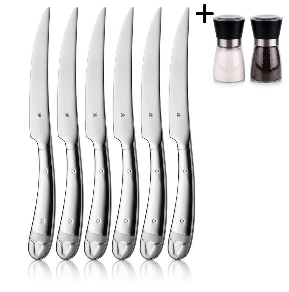 WMF Steakmesser 6-teilig - Inklusive GRATIS Cookinglife Pfeffer- und Salzmahlerset
