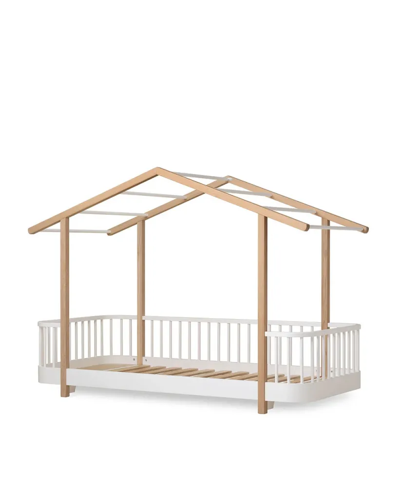 Wood Hausbett 90x200 cm weiß/Eiche