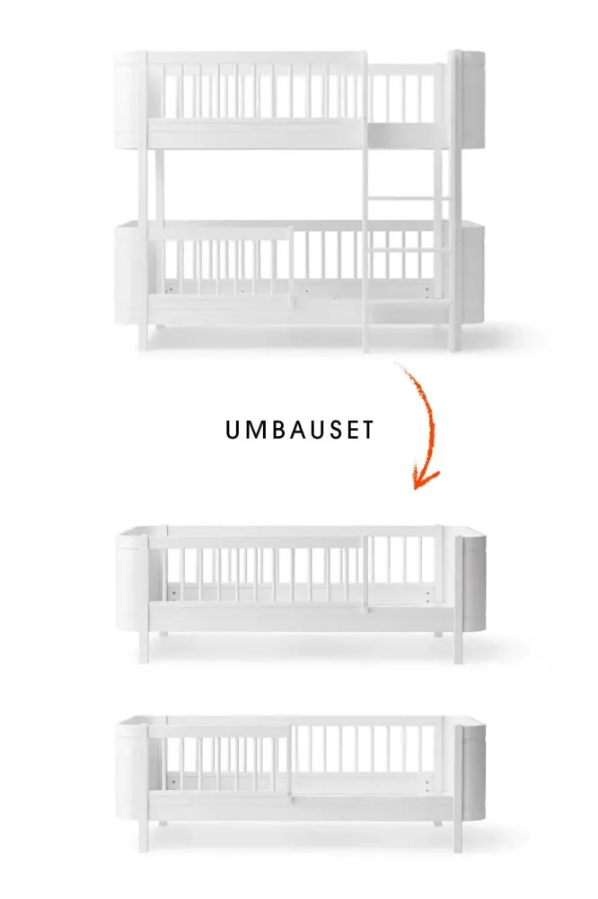 Wood Umbau-Set von Mini+ halbhohes Etagenbett zu 2 Juniorbetten/ weiß