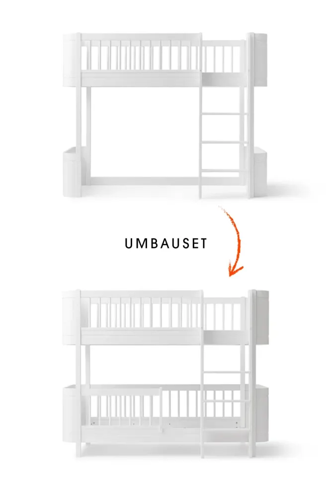 Wood Umbau-Set: Von Mini+ halbhohes Hochbett zum halbhohen Etagenbett, weiß