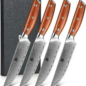 XINZUO Damaststahl 4-teilig Steakmesser Set 12.7cm Premium