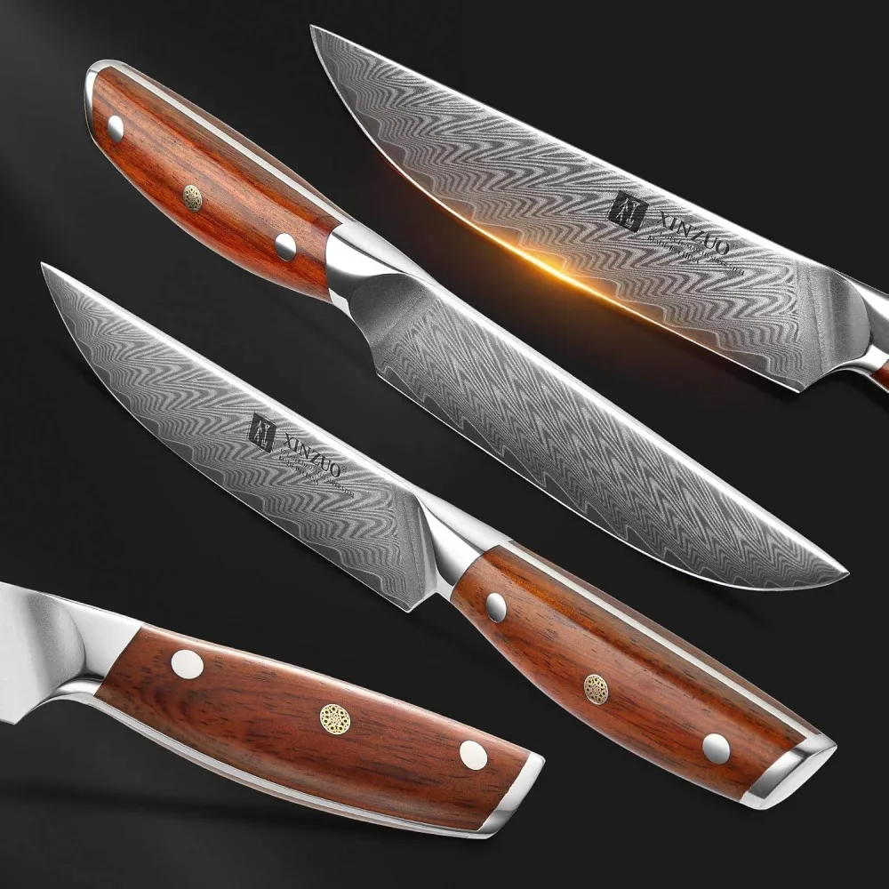 XINZUO Damaststahl 4-teilig Steakmesser Set 12.7cm Premium
