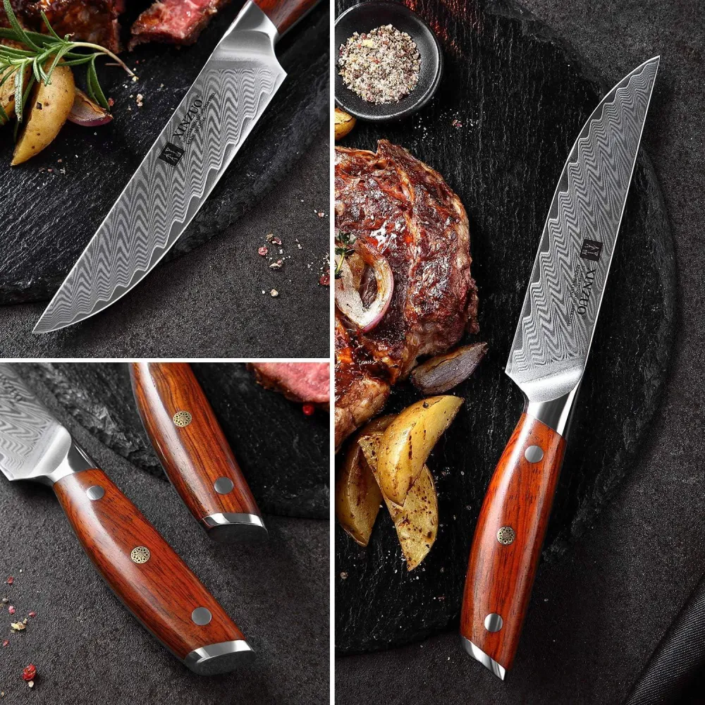 XINZUO Damaststahl 4-teilig Steakmesser Set 12.7cm Premium