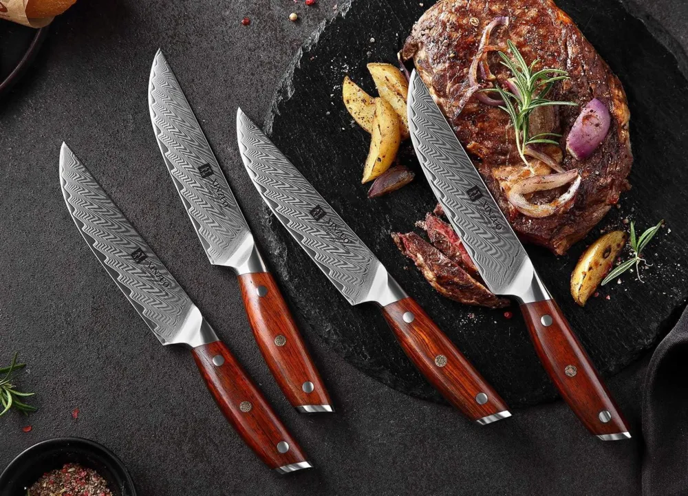 XINZUO Damaststahl 4-teilig Steakmesser Set 12.7cm Premium