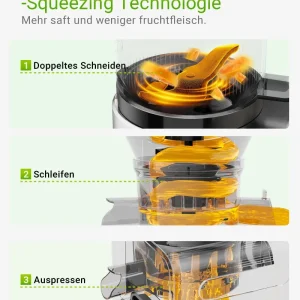 XXL-Entsafter 150mm von TUUMIIST – Testsieger für Obst & Gemüse, 3L Füllvolumen, 99% Saftausbeute, BPA-frei mit REV Anti-B...