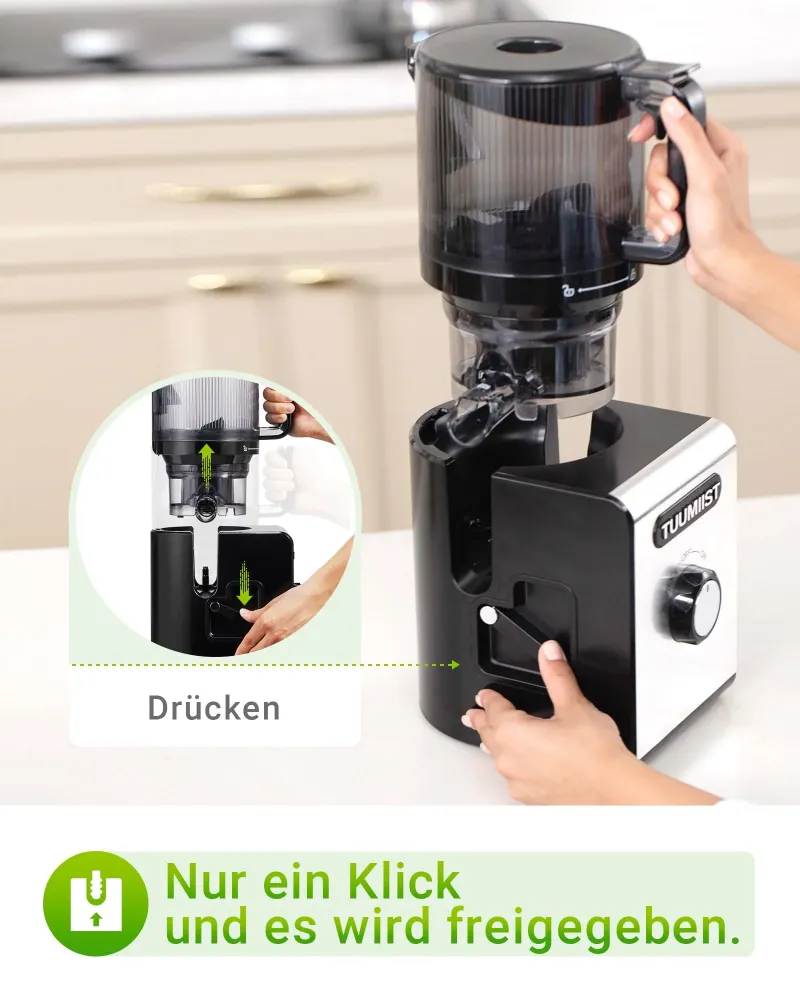 XXL-Entsafter 150mm von TUUMIIST – Testsieger für Obst & Gemüse, 3L Füllvolumen, 99% Saftausbeute, BPA-frei mit REV Anti-B...