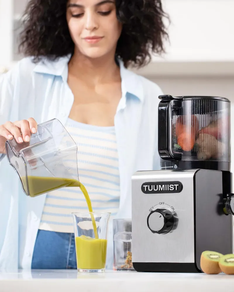 XXL-Entsafter 150mm von TUUMIIST – Testsieger für Obst & Gemüse, 3L Füllvolumen, 99% Saftausbeute, BPA-frei mit REV Anti-B...
