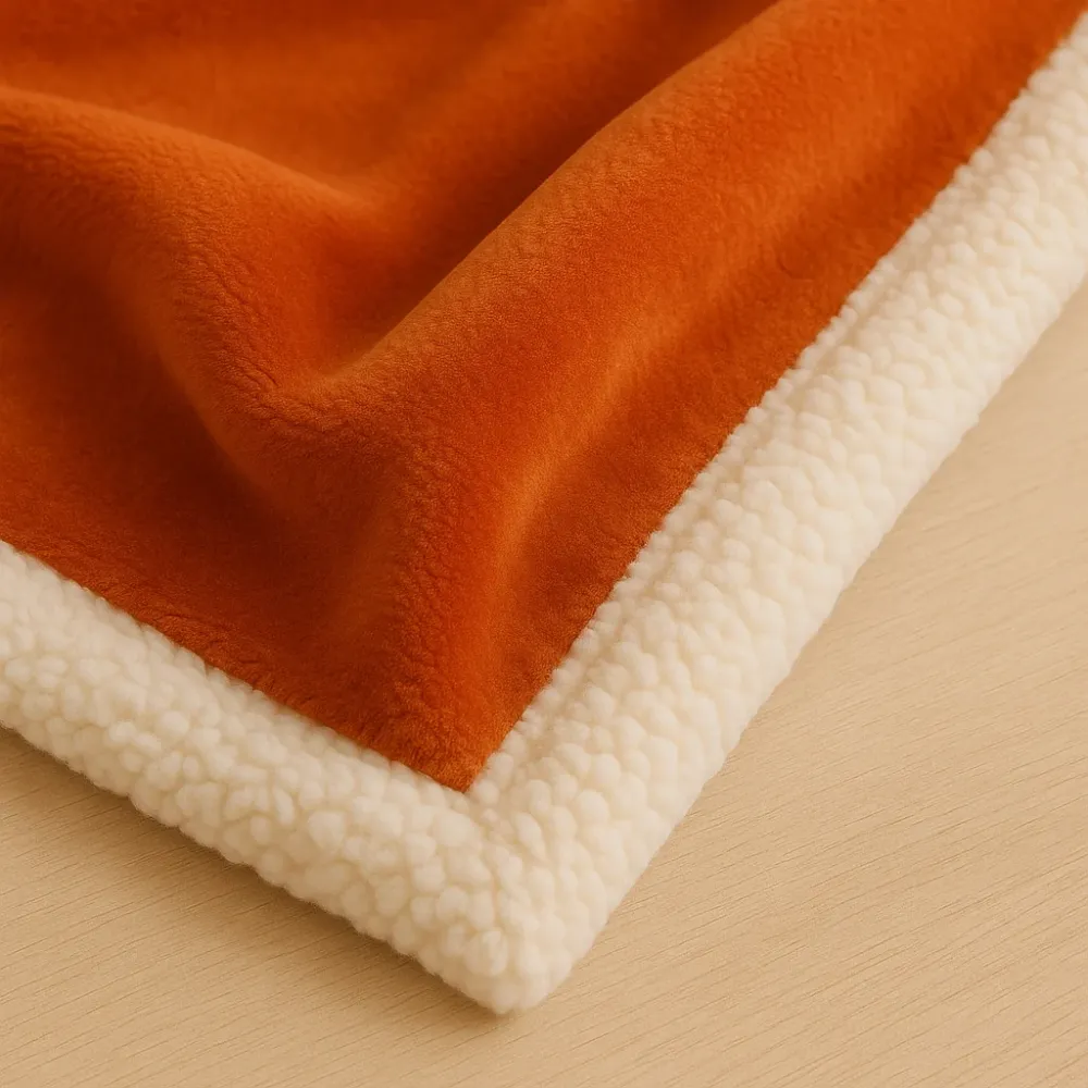 XXL-Sherpa-Flanelldecke 200x240 Terrakotta - Dicke Tagesdecke 480g/m² (Paargröße)
