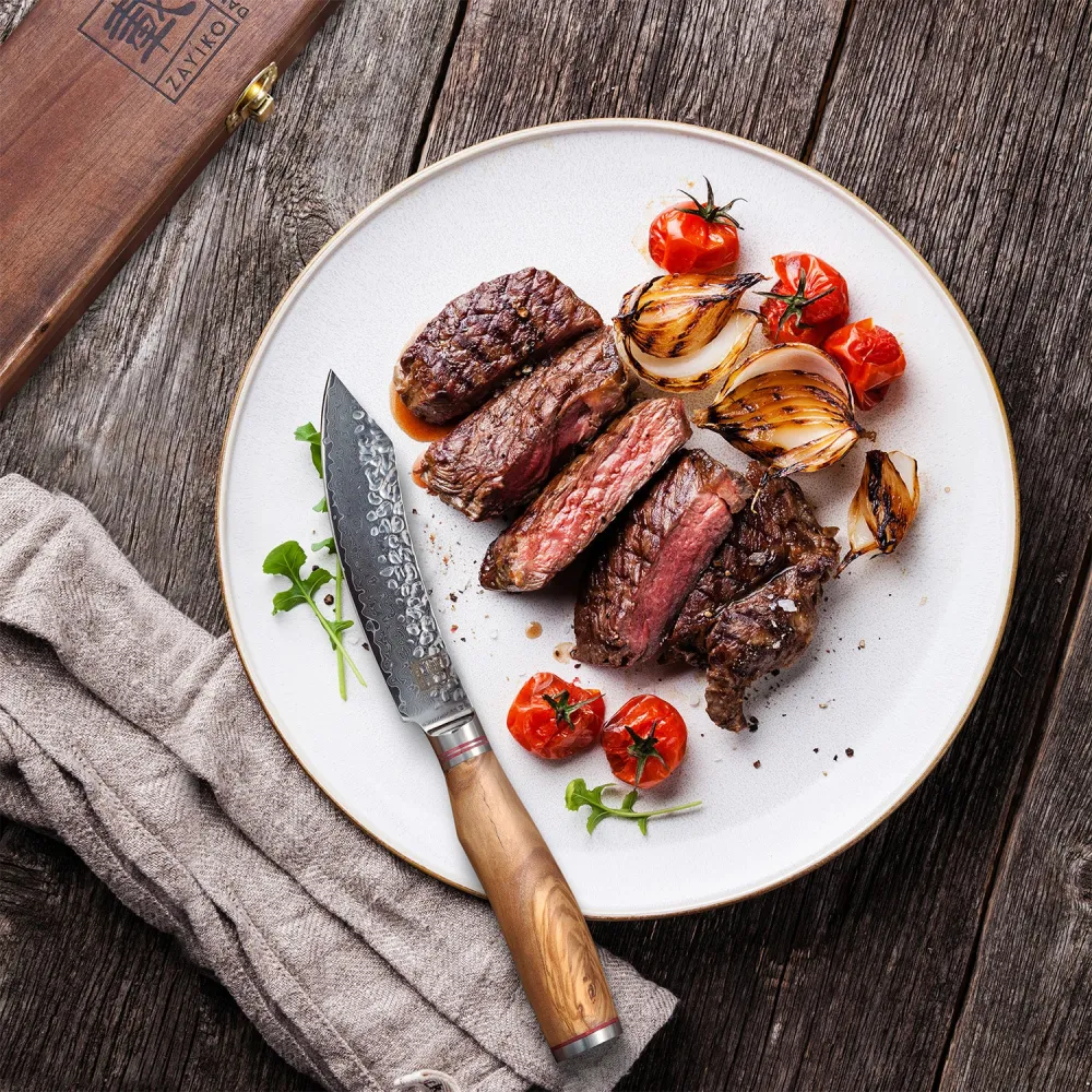 ZAYIKO Serie "Olive" - 4er Steakmesser-Set