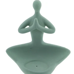 Buddha Teelicht & Räucherstäbchenhalter – grün – Keramik – H 12 x B 12 cm