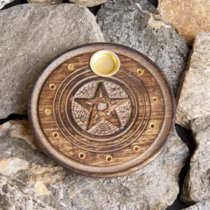 Stäbchen- und Kegelhalter Pentagramm aus Holz, Ø 10 cm