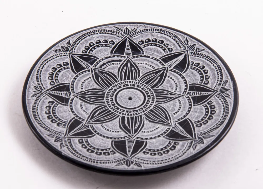 Stäbchenhalter Mandala, klein Speckstein 10,5 cm