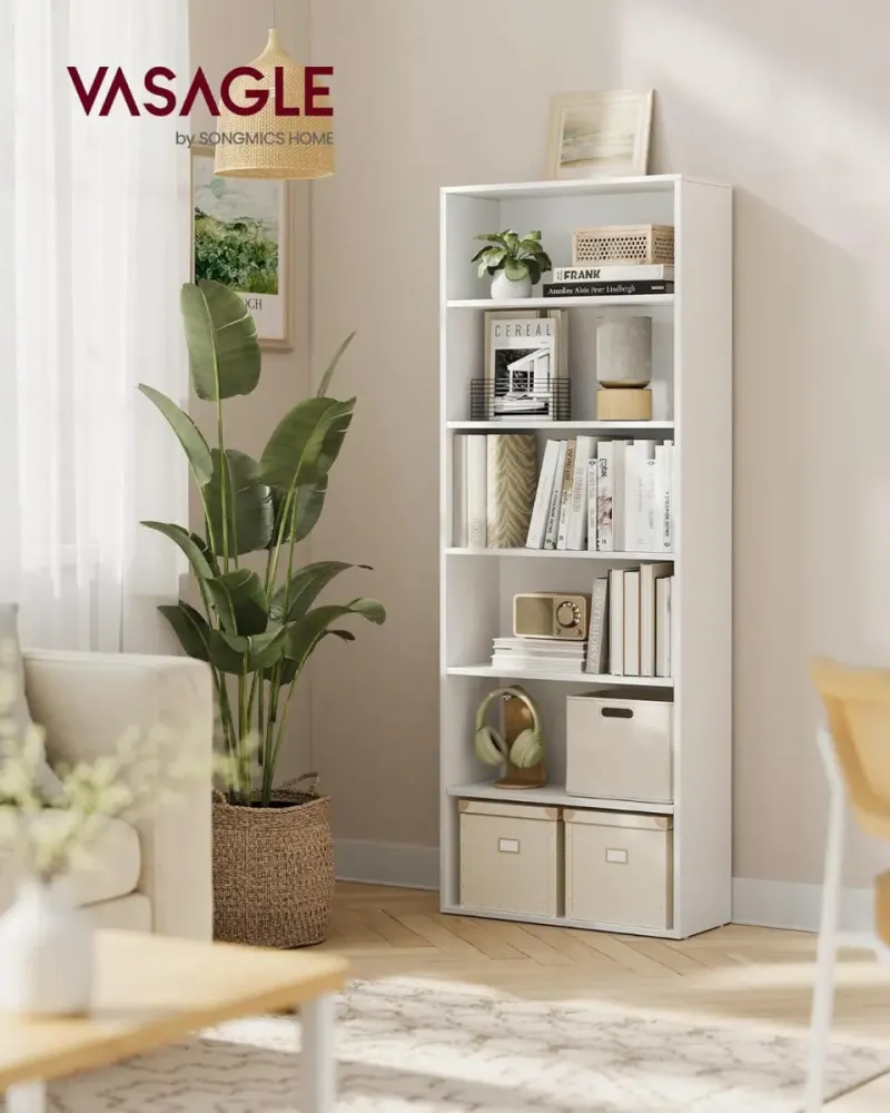 Bücherregal 6-stöckig Offenes Standregal Wolkenweiss, 24 x 60 x 178,5 cm