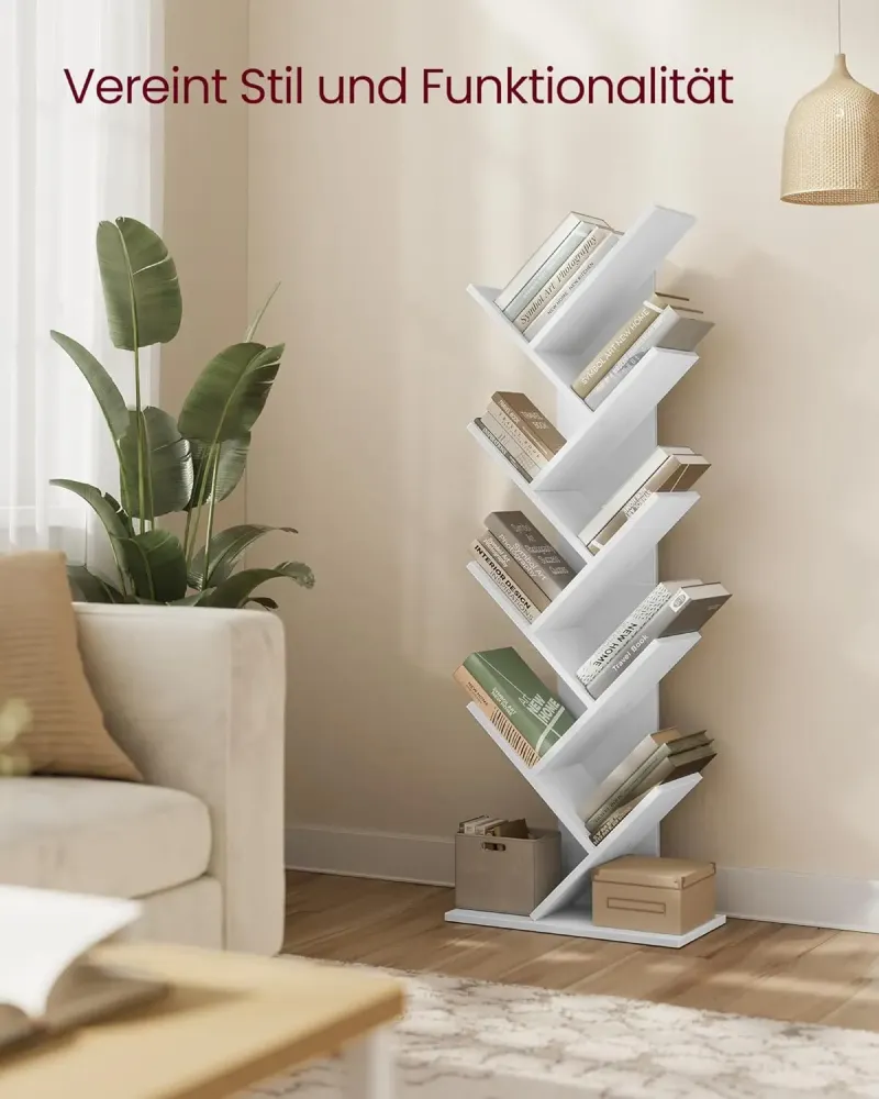 Bücherregal Baumform 9 Ebenen Wolkenweiss