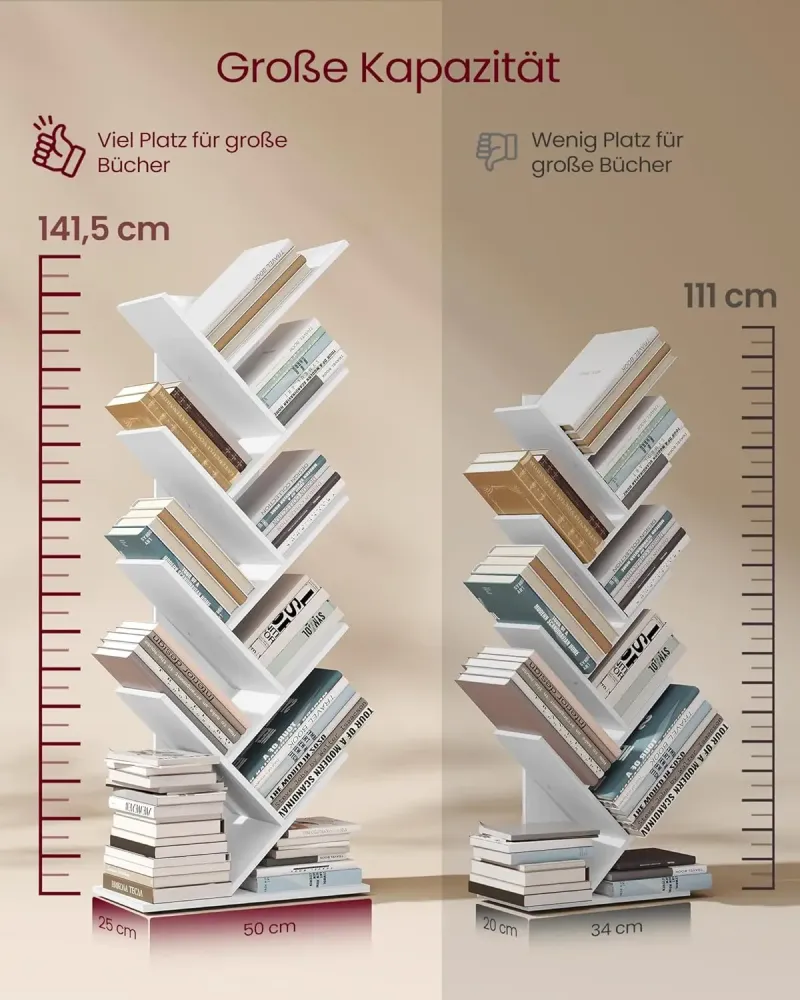 Bücherregal Baumform 9 Ebenen Wolkenweiss
