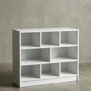 Bücherregal – Holz, melaminbeschichtet, mit Stauraum, modern