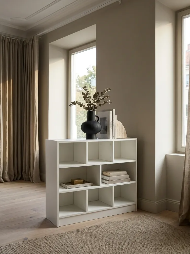 Bücherregal – Holz, melaminbeschichtet, mit Stauraum, modern