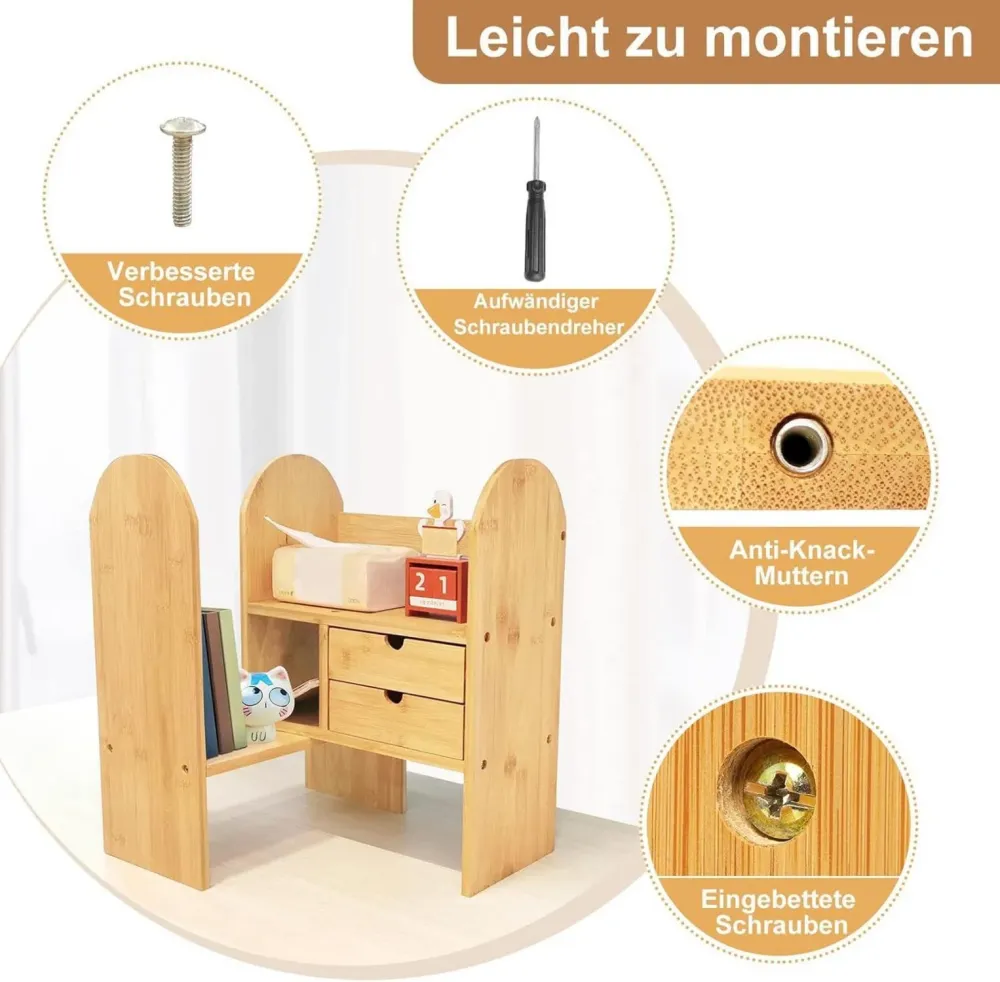 Bücherregal Klein Holz Verstellbarer Tisch Organizer Bambus