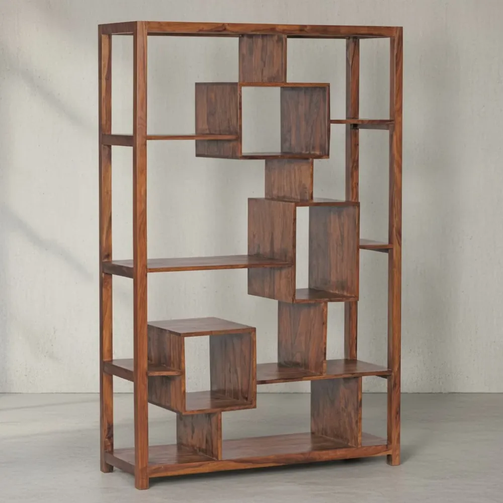Bücherregal – Naturholz, 115x180 cm, Landhausstil, mit Ablagefächern