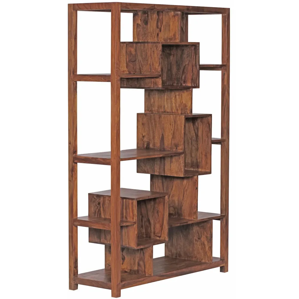 Bücherregal – Naturholz, 115x180 cm, Landhausstil, mit Ablagefächern