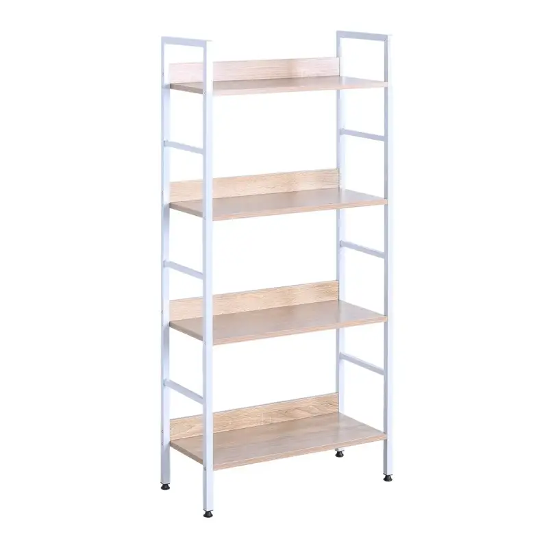 BukkitBow – Bücherregal/Metallregal mit hellen Holzregalen – Geeignet als Schuhregal und Dekorationsregal (60 x 27,5 x 126...