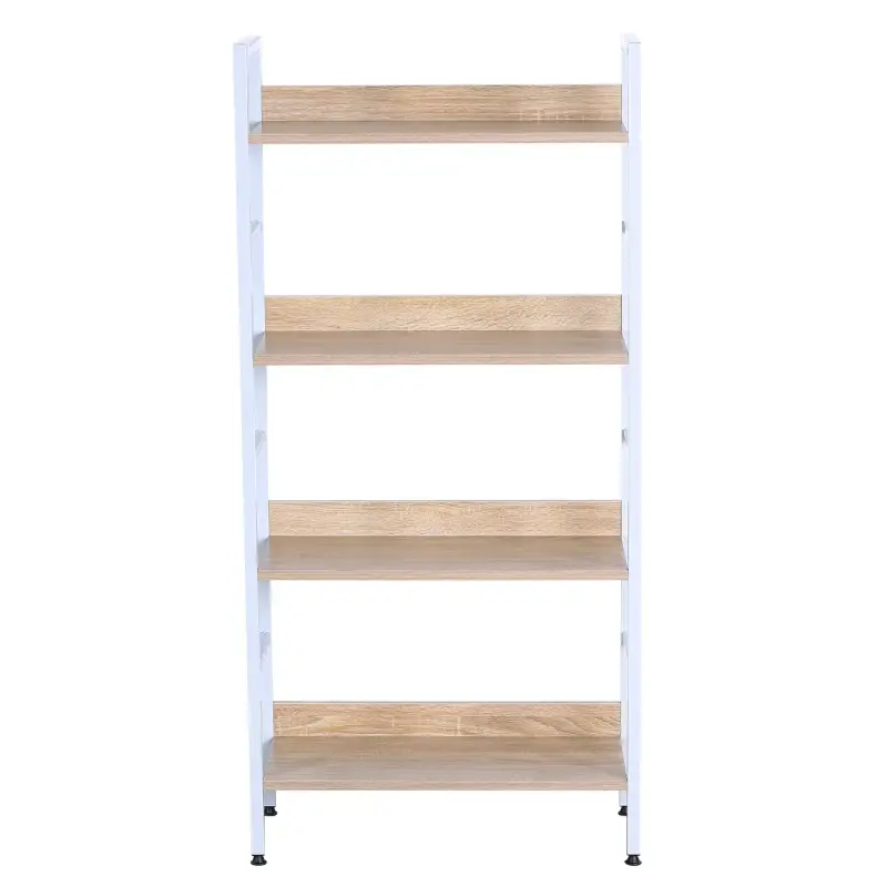 BukkitBow – Bücherregal/Metallregal mit hellen Holzregalen – Geeignet als Schuhregal und Dekorationsregal (60 x 27,5 x 126...